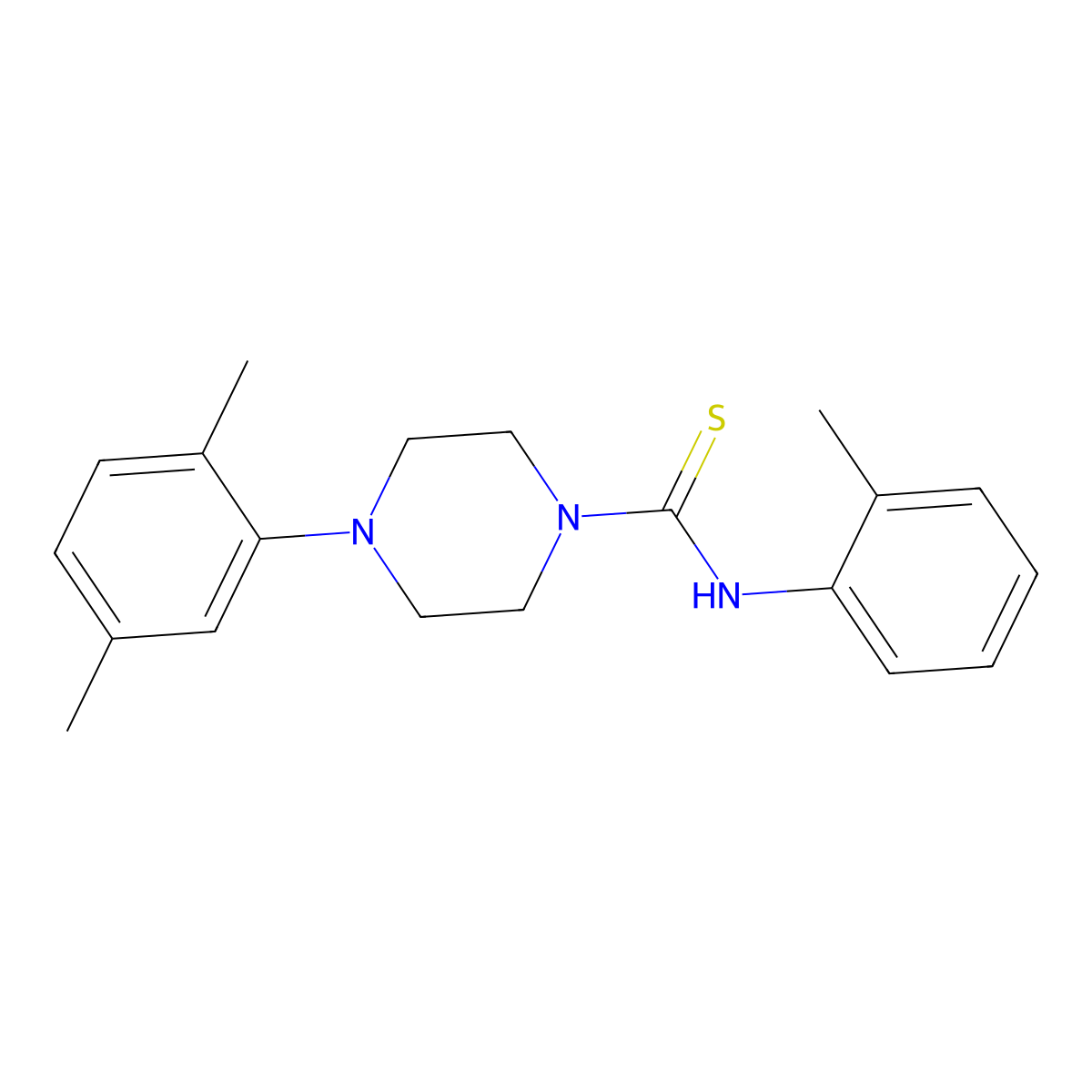4-(2,5-dimethylphenyl)-N-(2-methylphenyl)piperazine-1-carbothioamide molecular structure, CAS 431068-12-1
