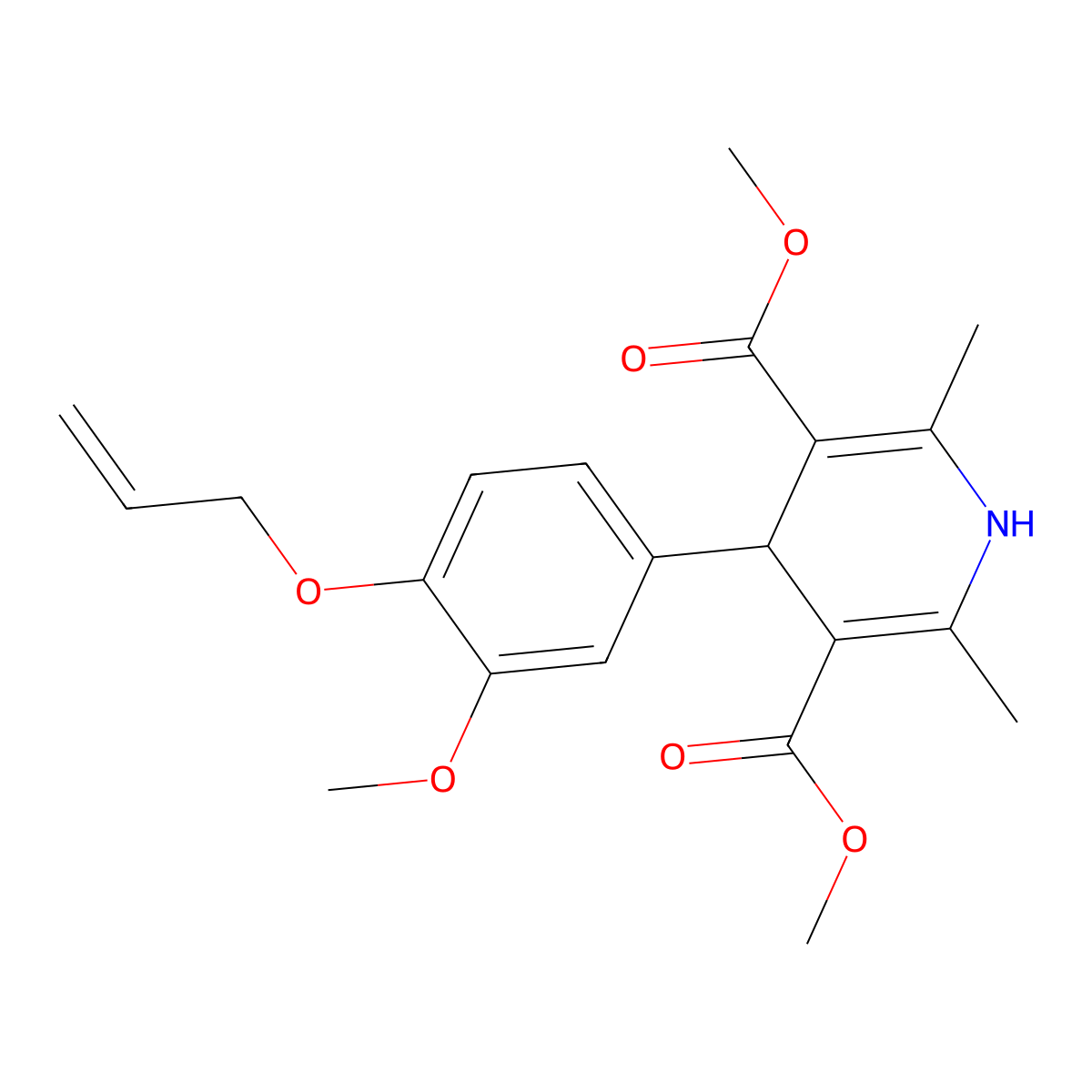 Dimethyl 4-[3-methoxy-4-(prop-2-en-1-yloxy)phenyl]-2,6-dimethyl-1,4-dihydropyridine-3,5-dicarboxylate molecular structure, CAS 431068-37-0