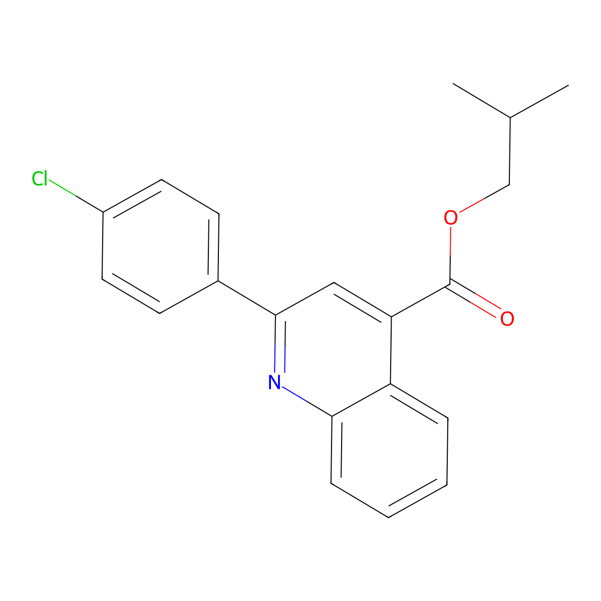Isobutyl 2-(4-chlorophenyl)-4-quinolinecarboxylate molecular structure, CAS 431068-56-3