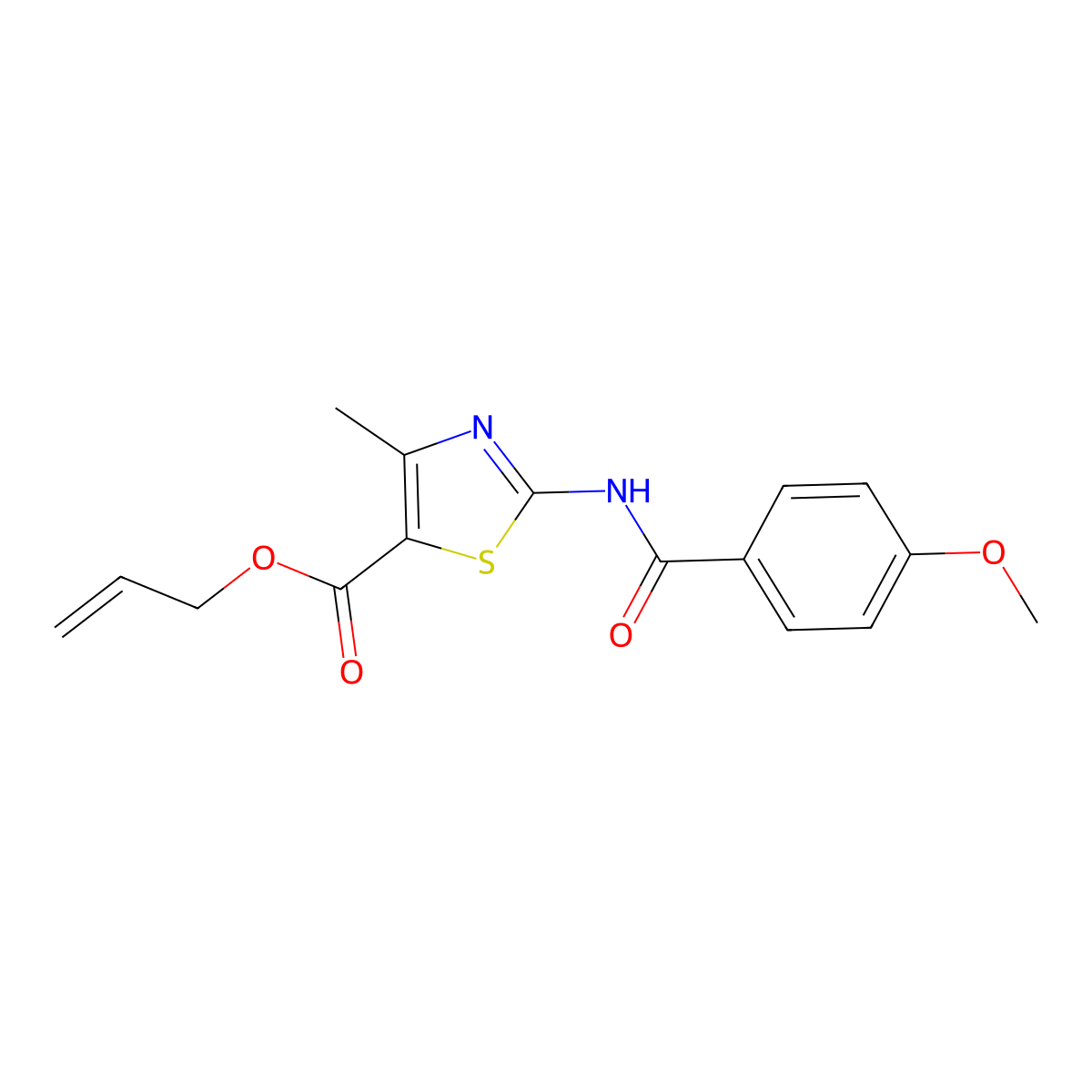 Prop-2-enyl 2-[(4-methoxybenzoyl)amino]-4-methyl-1,3-thiazole-5-carboxylate molecular structure, CAS 431068-90-5