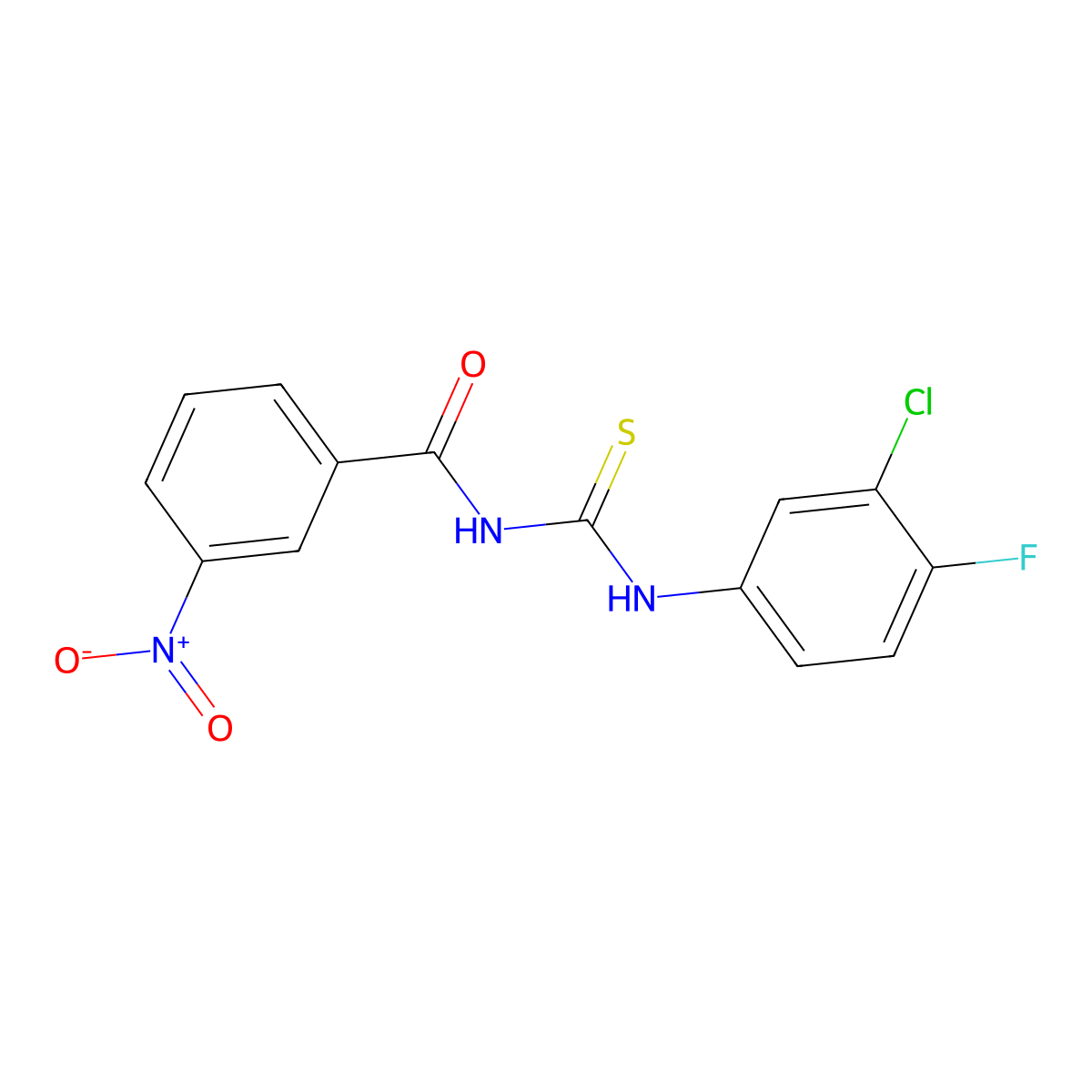 N-[(3-chloro-4-fluorophenyl)carbamothioyl]-3-nitrobenzamide molecular structure, CAS 431069-11-3