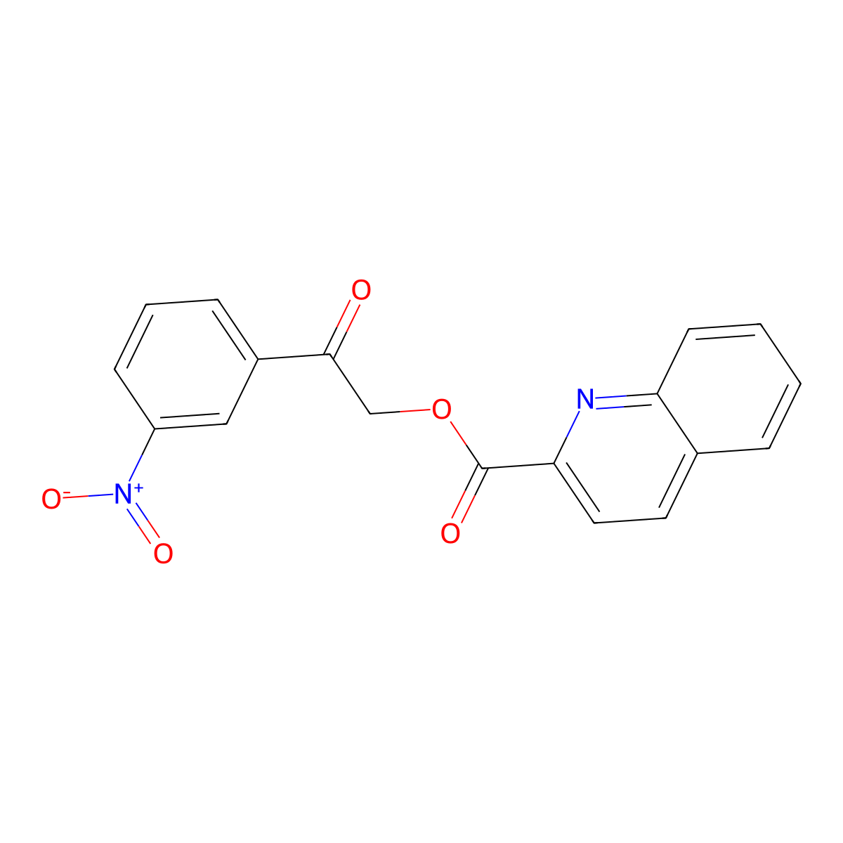 2-(3-Nitrophenyl)-2-oxoethyl quinoline-2-carboxylate molecular structure, CAS 431069-18-0
