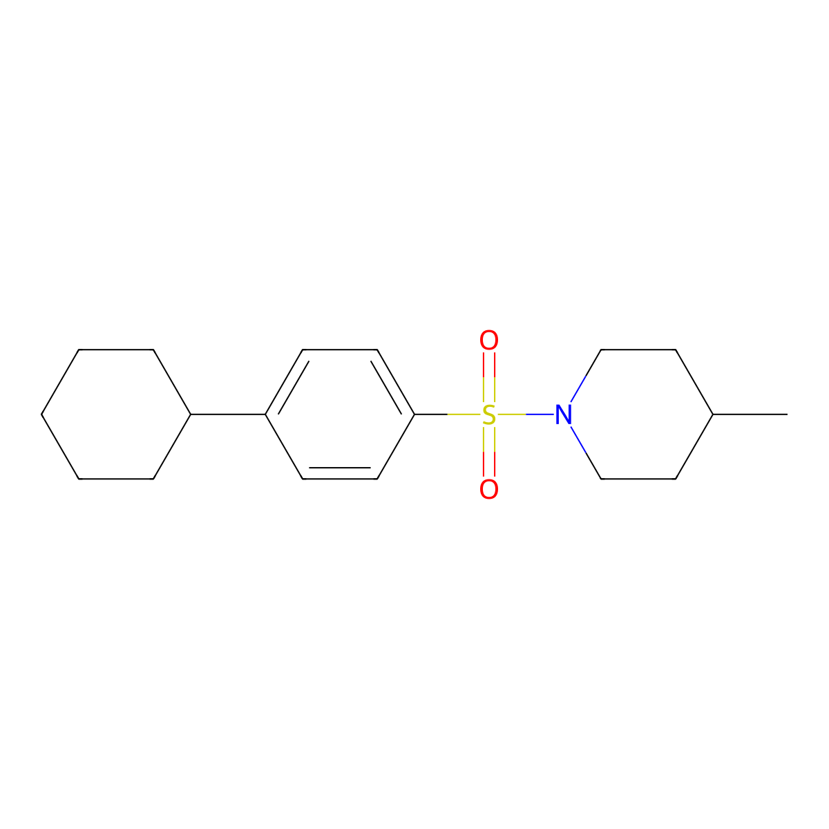 1-((4-Cyclohexylphenyl)sulfonyl)-4-methylpiperidine molecular structure, CAS 431069-52-2
