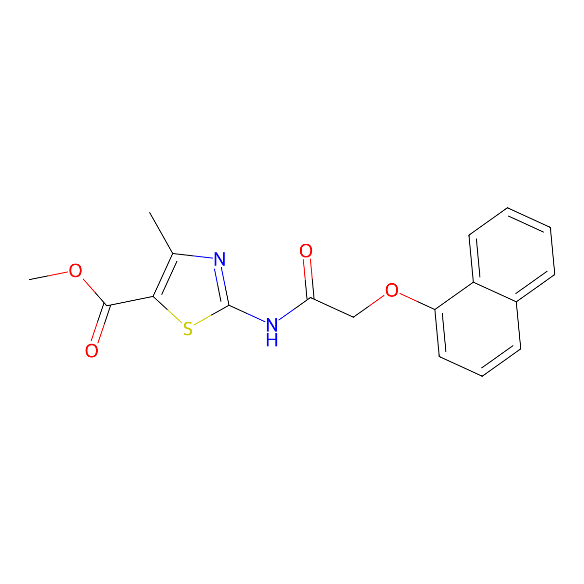 Methyl 4-methyl-2-[2-(naphthalen-1-yloxy)acetamido]-1,3-thiazole-5-carboxylate molecular structure, CAS 431069-54-4