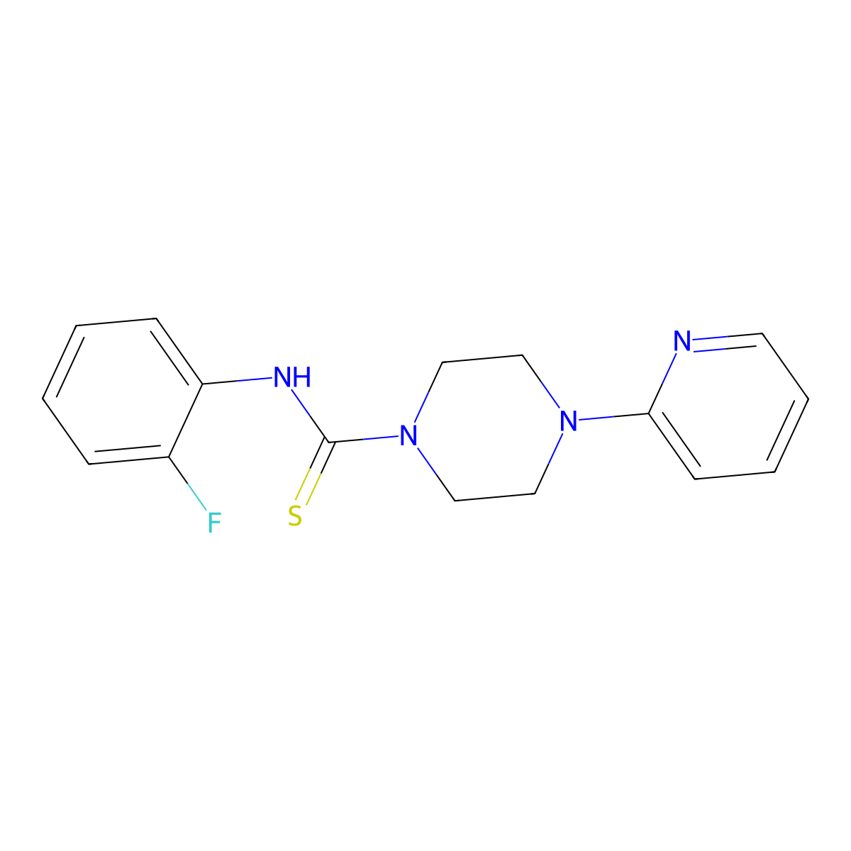 N-(2-fluorophenyl)-4-pyridin-2-ylpiperazine-1-carbothioamide molecular structure, CAS 431070-12-1