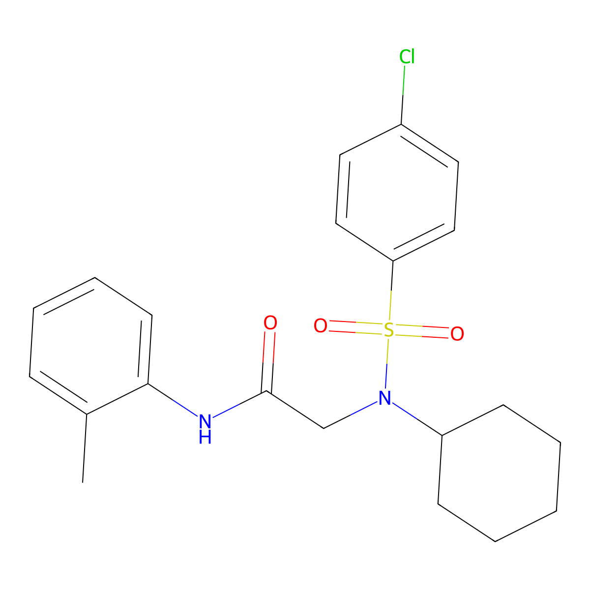 2-[(4-chlorophenyl)sulfonyl-cyclohexylamino]-N-(2-methylphenyl)acetamide molecular structure, CAS 431070-26-7