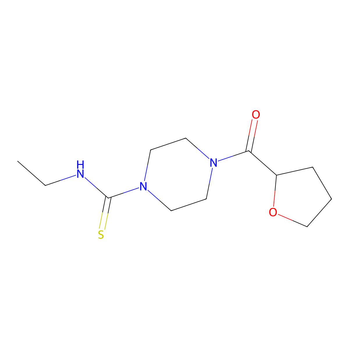 N-ethyl-4-(oxolane-2-carbonyl)piperazine-1-carbothioamide molecular structure, CAS 431070-30-3