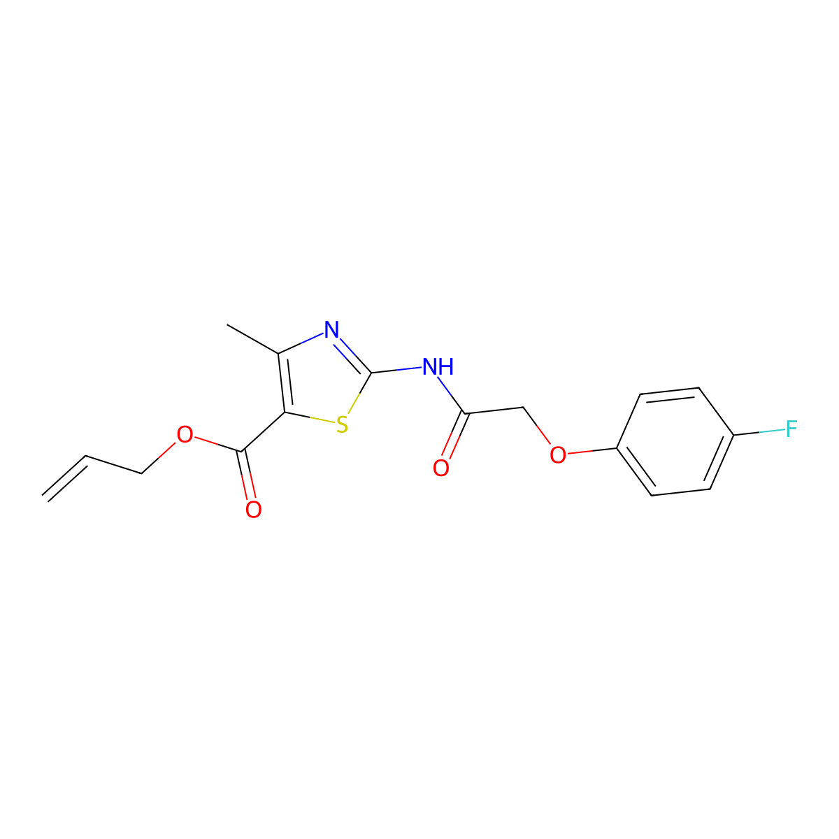 Prop-2-en-1-yl 2-{[(4-fluorophenoxy)acetyl]amino}-4-methyl-1,3-thiazole-5-carboxylate molecular structure, CAS 431070-42-7