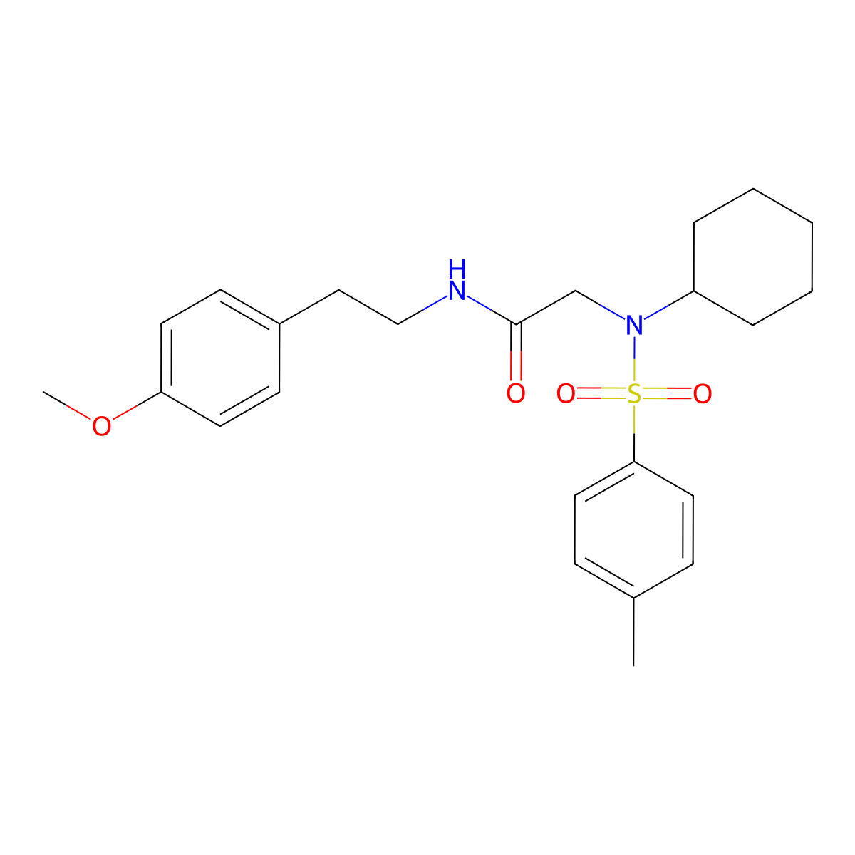 2-[cyclohexyl-(4-methylphenyl)sulfonylamino]-N-[2-(4-methoxyphenyl)ethyl]acetamide molecular structure, CAS 431070-44-9