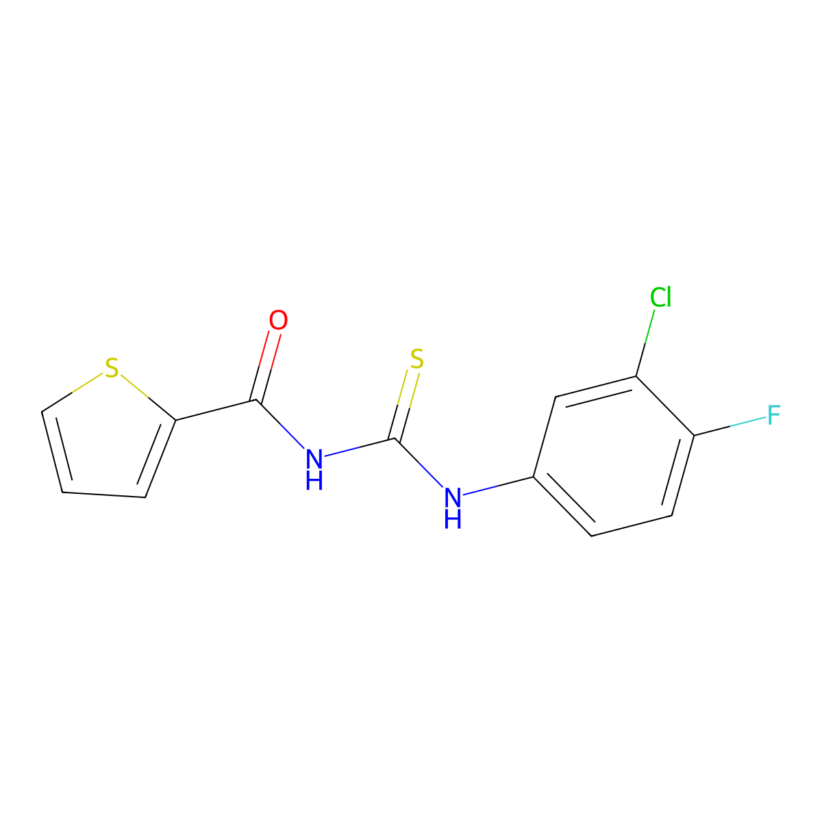N-[(3-chloro-4-fluorophenyl)carbamothioyl]thiophene-2-carboxamide molecular structure, CAS 431070-45-0