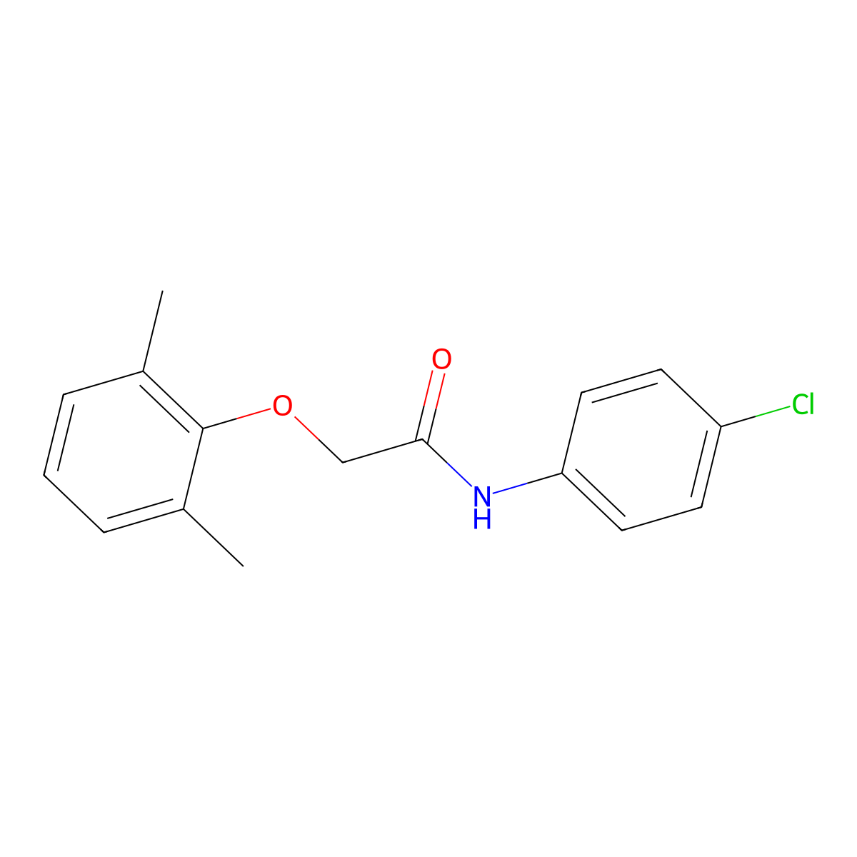 N-(4-chlorophenyl)-2-(2,6-dimethylphenoxy)acetamide molecular structure, CAS 431070-46-1