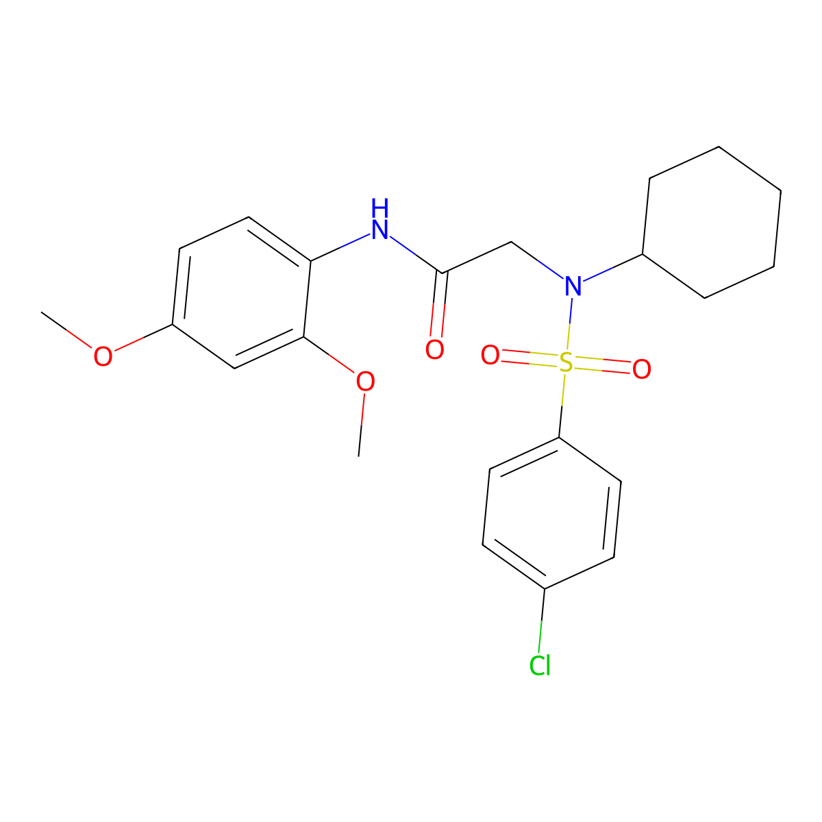 2-[(4-chlorophenyl)sulfonyl-cyclohexylamino]-N-(2,4-dimethoxyphenyl)acetamide molecular structure, CAS 431070-68-7
