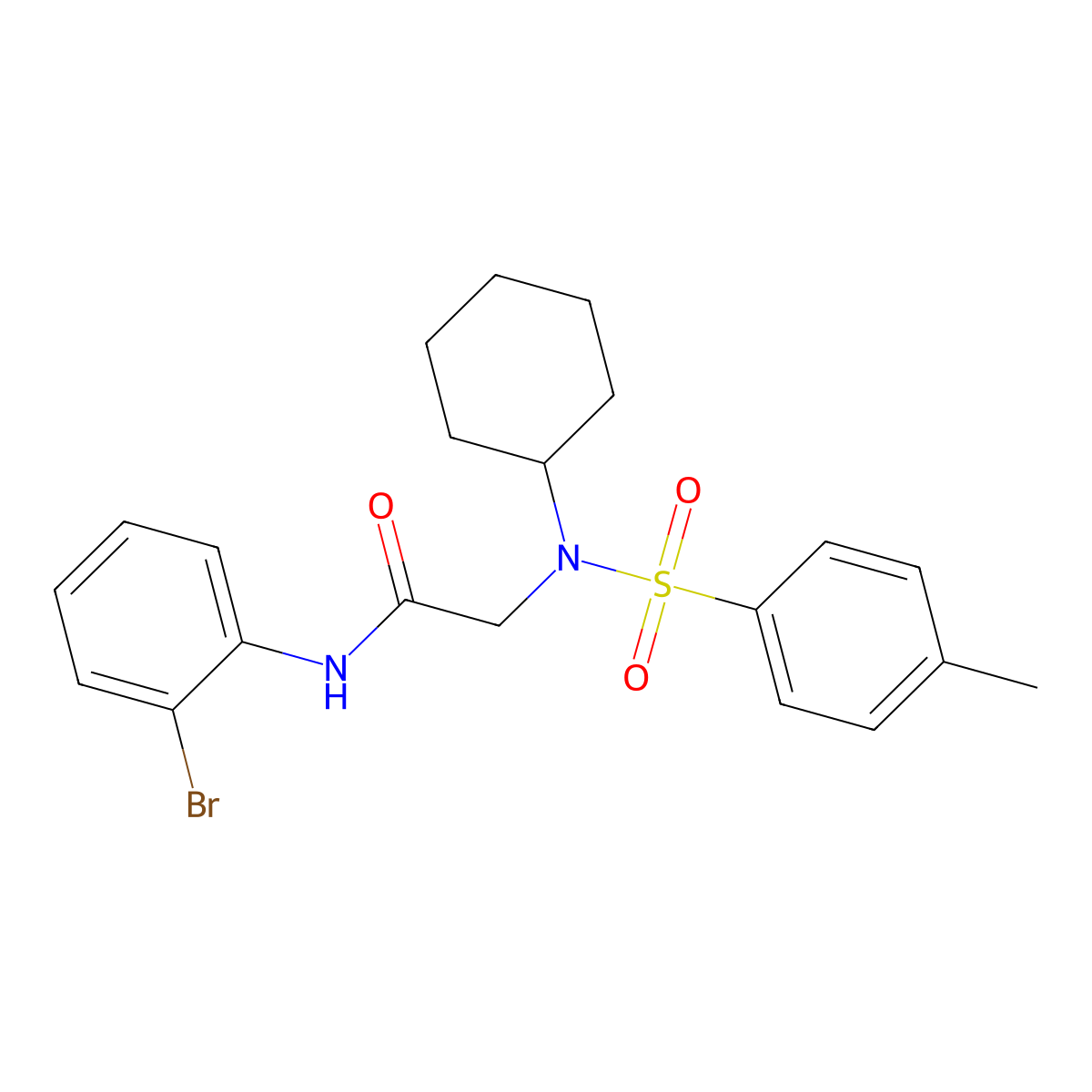 N-(2-bromophenyl)-2-{cyclohexyl[(4-methylphenyl)sulfonyl]amino}acetamide molecular structure, CAS 431070-69-8