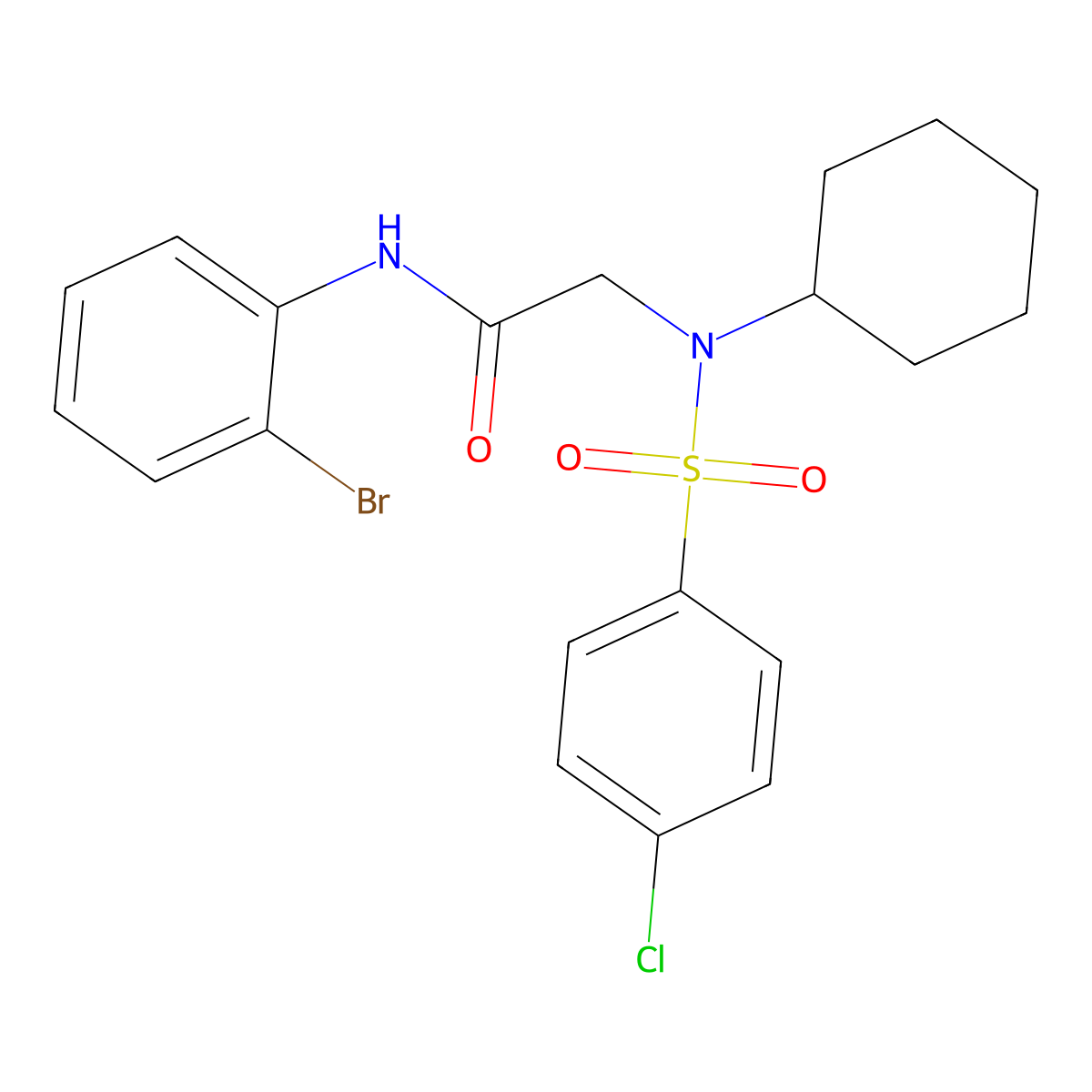 N-(2-bromophenyl)-2-[(4-chlorophenyl)sulfonyl-cyclohexylamino]acetamide molecular structure, CAS 431071-97-5