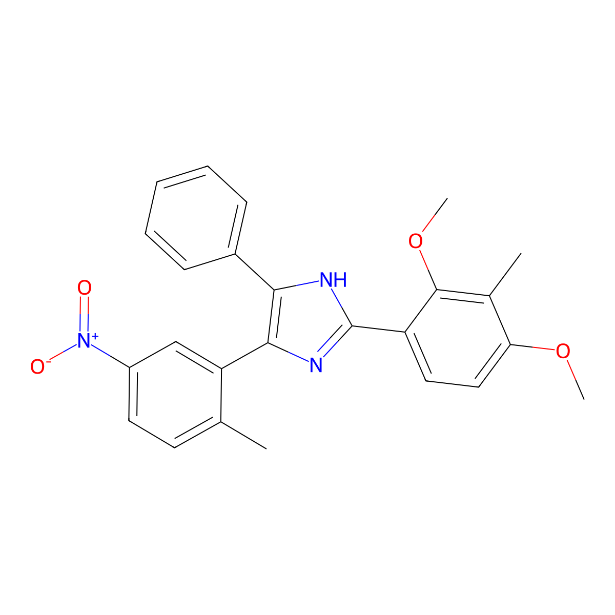 2-(2,4-dimethoxy-3-methylphenyl)-5-(2-methyl-5-nitrophenyl)-4-phenyl-1H-imidazole molecular structure, CAS 431072-07-0
