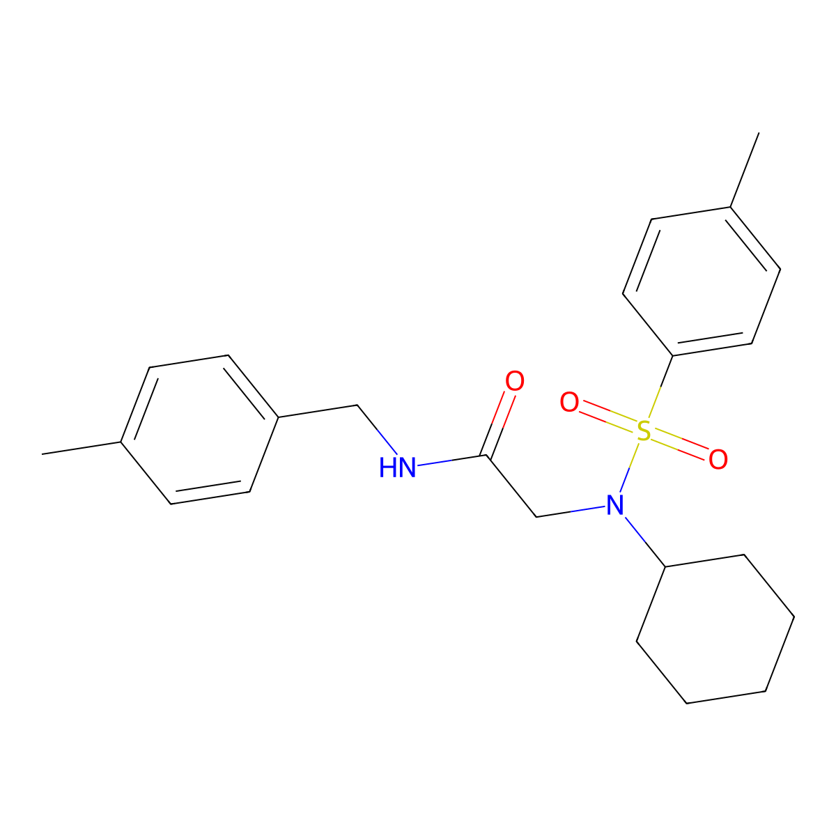 2-[cyclohexyl-(4-methylphenyl)sulfonylamino]-N-[(4-methylphenyl)methyl]acetamide molecular structure, CAS 431072-38-7