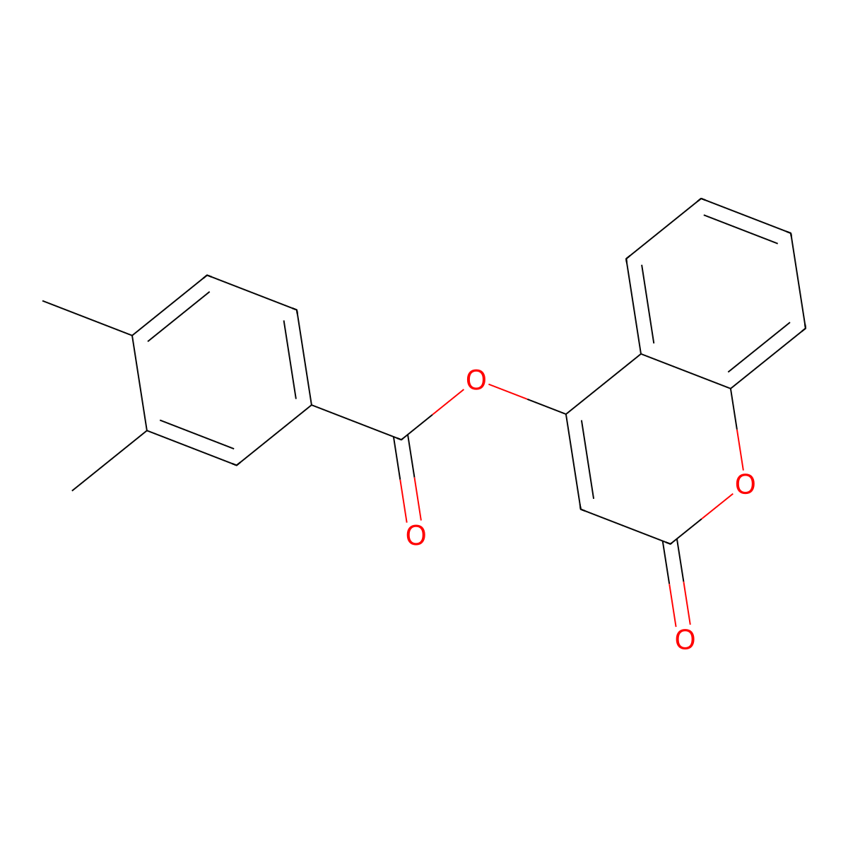 2-oxo-2H-chromen-4-yl 3,4-dimethylbenzoate molecular structure, CAS 431072-39-8
