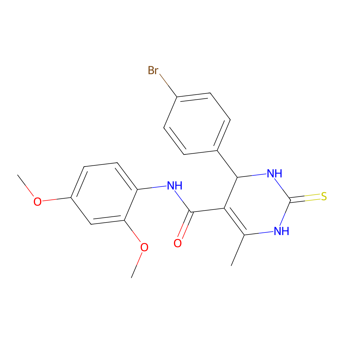 4-(4-bromophenyl)-N-(2,4-dimethoxyphenyl)-6-methyl-2-thioxo-1,2,3,4-tetrahydropyrimidine-5-carboxamide molecular structure, CAS 431072-42-3