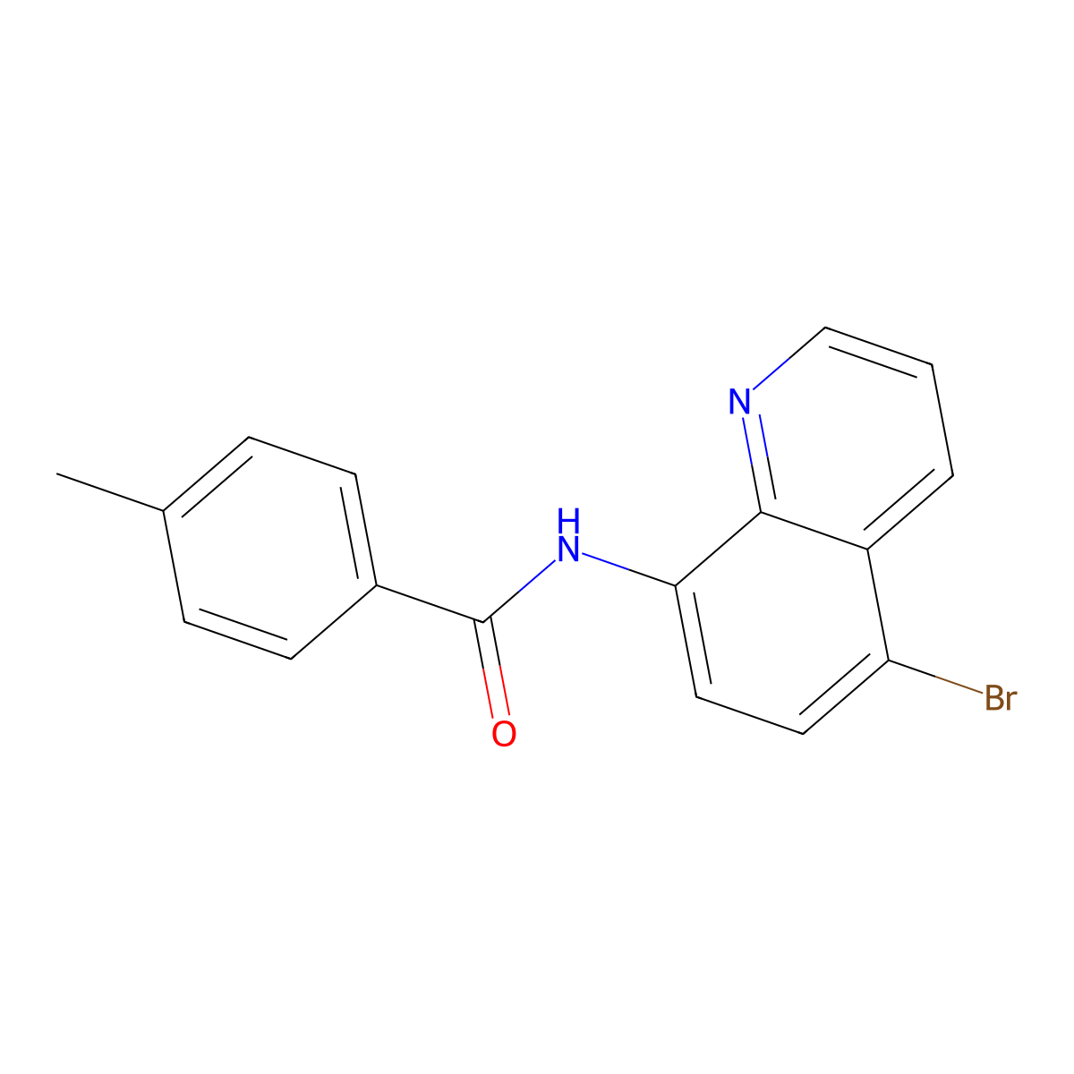 N-(5-bromoquinolin-8-yl)-4-methylbenzamide molecular structure, CAS 431072-51-4