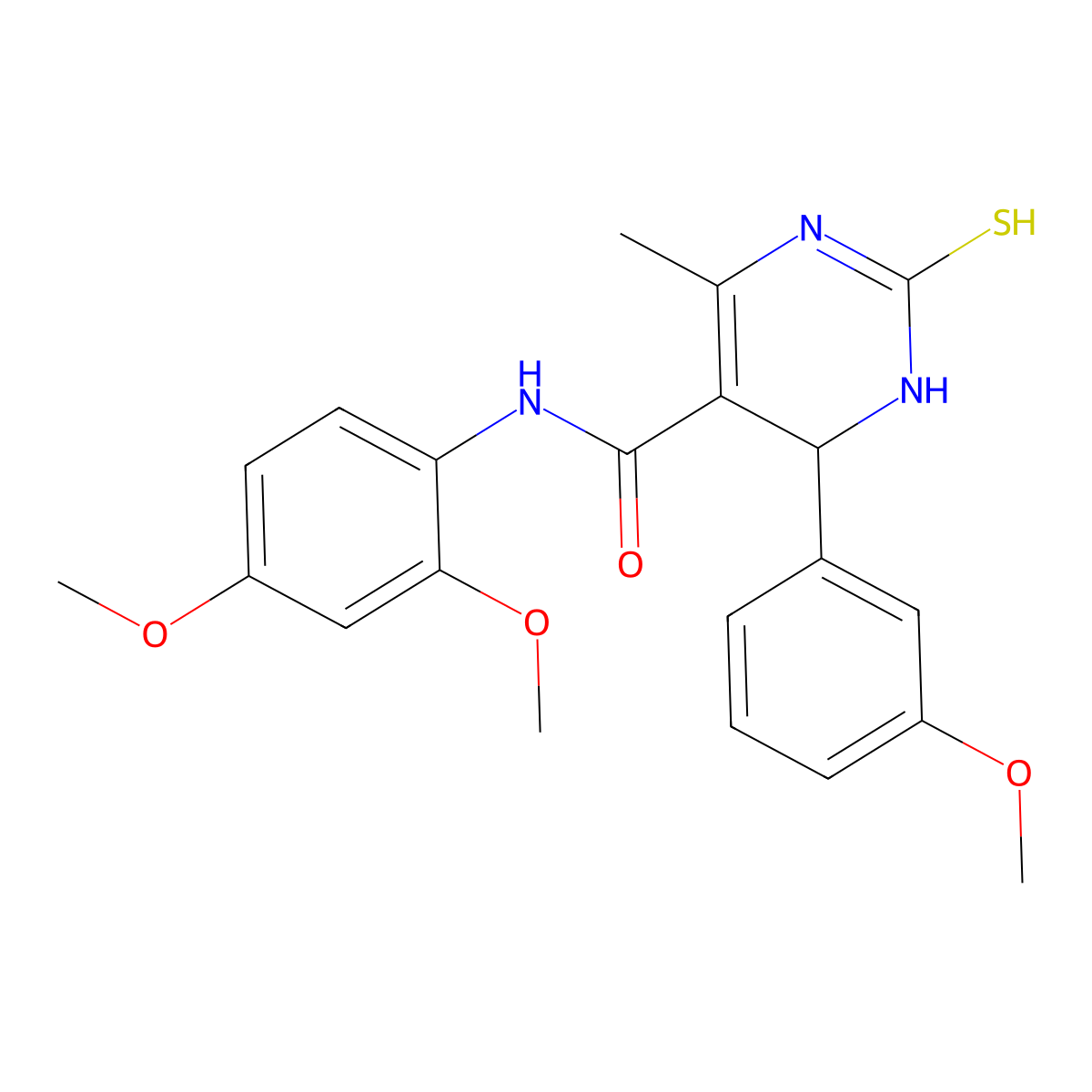 N-(2,4-dimethoxyphenyl)-4-(3-methoxyphenyl)-6-methyl-2-sulfanylidene-3,4-dihydro-1H-pyrimidine-5-carboxamide molecular structure, CAS 431072-78-5