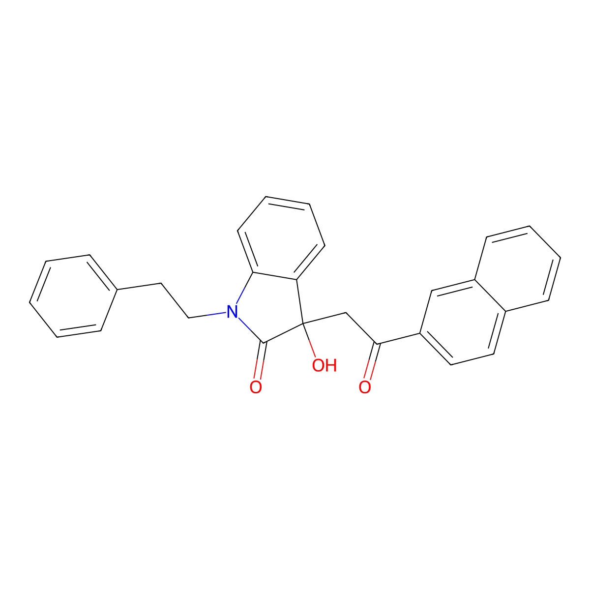 3-hydroxy-3-[2-(naphthalen-2-yl)-2-oxoethyl]-1-(2-phenylethyl)-1,3-dihydro-2H-indol-2-one molecular structure, CAS 431072-82-1
