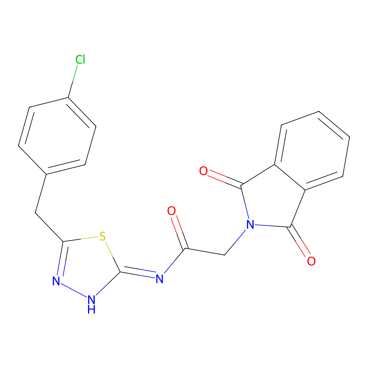 N-(5-(4-chlorobenzyl)-1,3,4-thiadiazol-2-yl)-2-(1,3-dioxoisoindolin-2-yl)acetamide molecular structure, CAS 431072-88-7