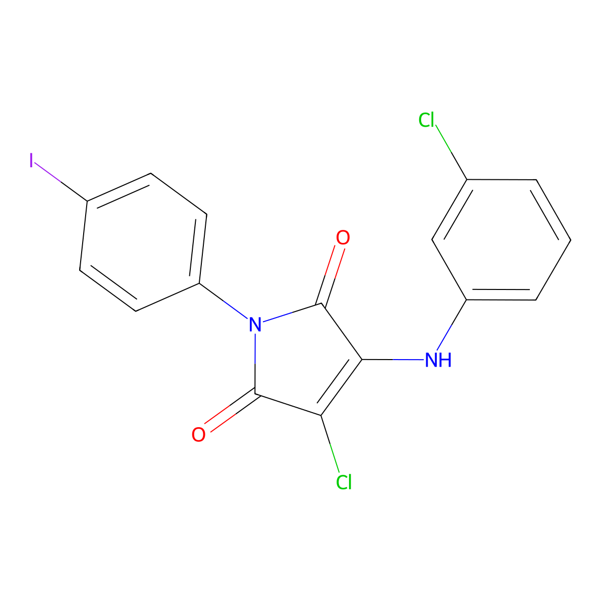 3-chloro-4-((3-chlorophenyl)amino)-1-(4-iodophenyl)-1H-pyrrole-2,5-dione molecular structure, CAS 431073-02-8