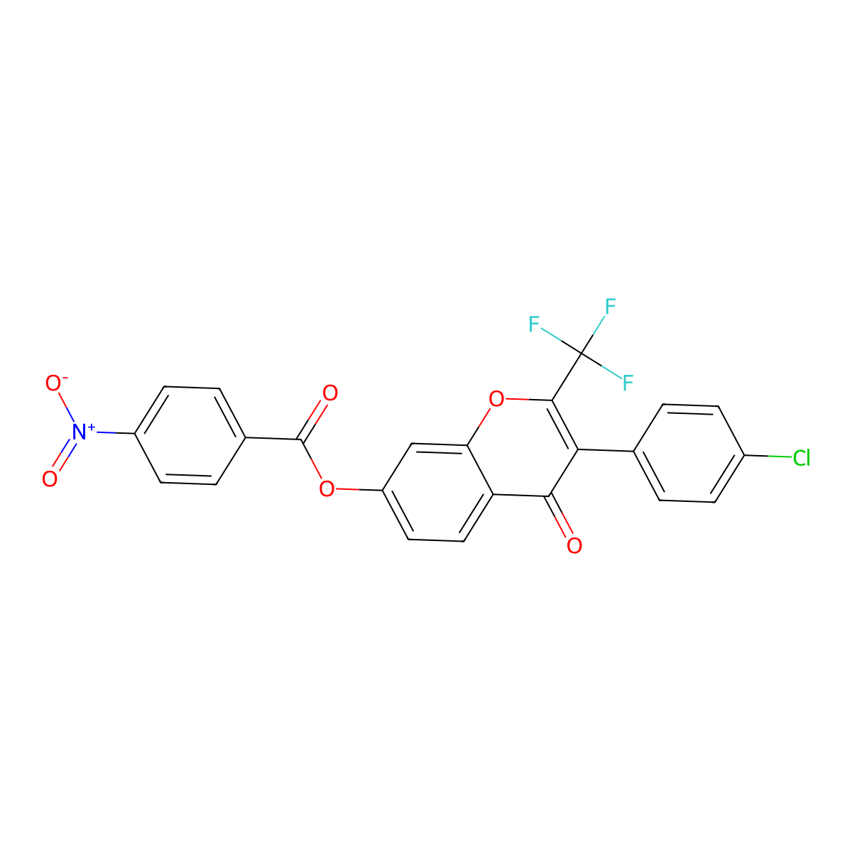 [3-(4-Chlorophenyl)-4-oxo-2-(trifluoromethyl)chromen-7-yl] 4-nitrobenzoate molecular structure, CAS 431073-66-4