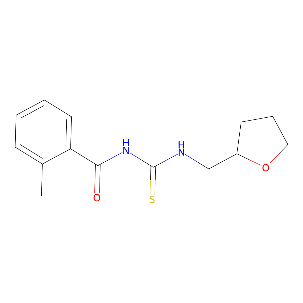 2-methyl-N-{[(tetrahydro-2-furanylmethyl)amino]carbonothioyl}benzamide molecular structure, CAS 431073-67-5