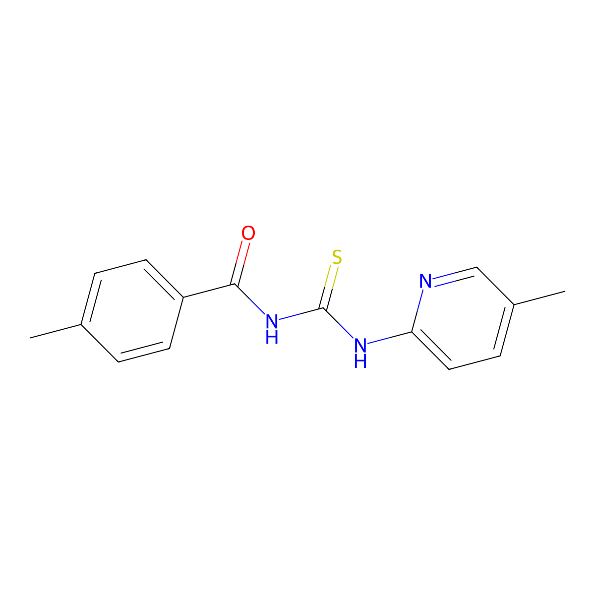 4-methyl-N-((5-methylpyridin-2-yl)carbamothioyl)benzamide molecular structure, CAS 431073-78-8