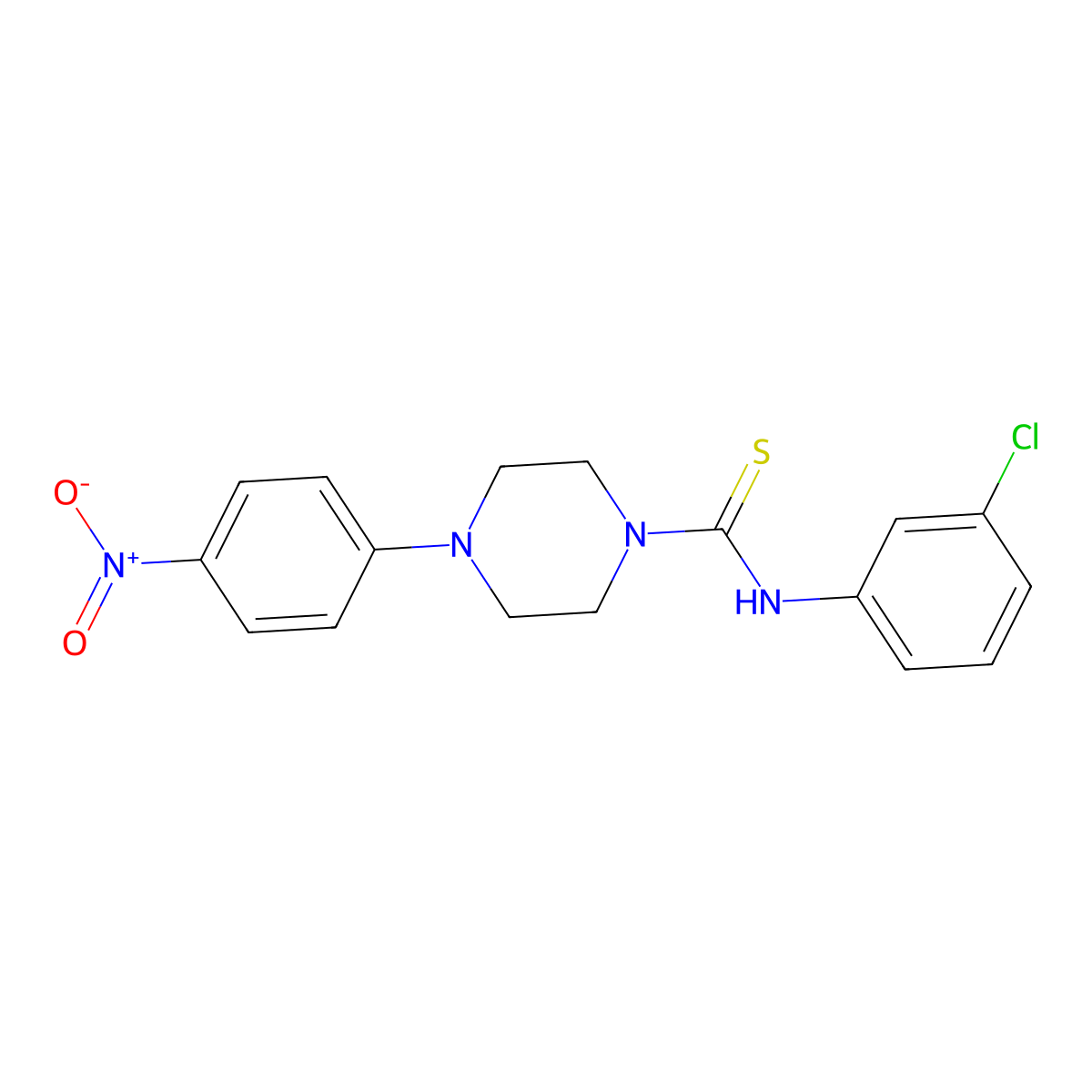 N-(3-chlorophenyl)-4-(4-nitrophenyl)piperazine-1-carbothioamide molecular structure, CAS 431073-98-2