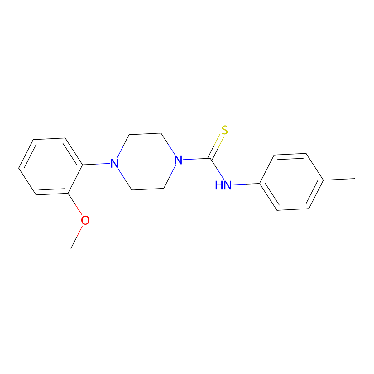 4-(2-methoxyphenyl)-N-(4-methylphenyl)piperazine-1-carbothioamide molecular structure, CAS 431074-00-9