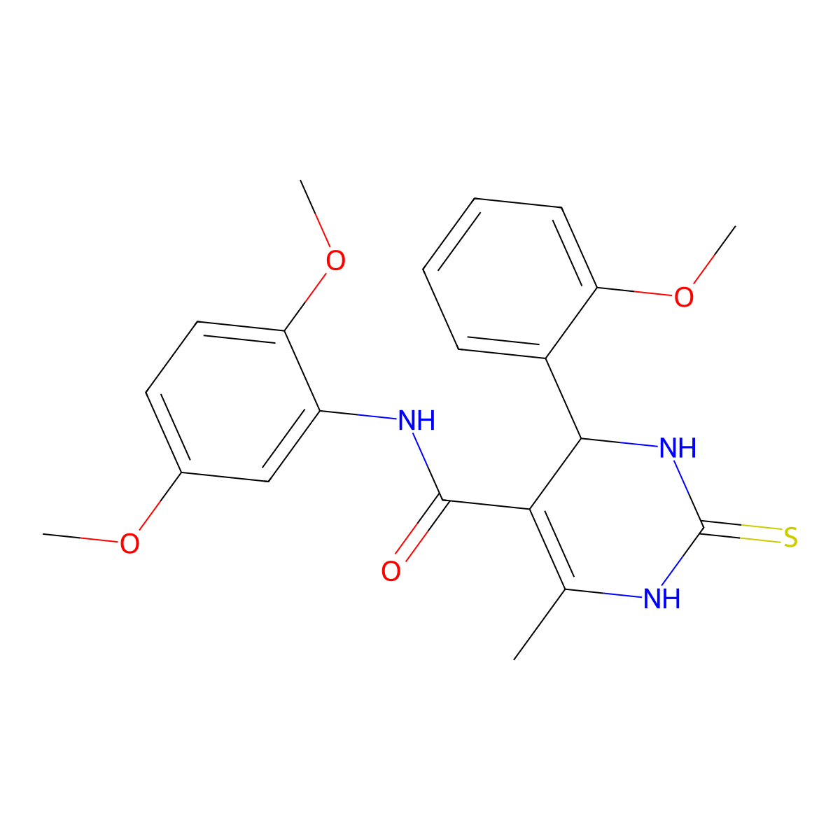 N-(2,5-dimethoxyphenyl)-4-(2-methoxyphenyl)-6-methyl-2-sulfanylidene-1,2,3,4-tetrahydropyrimidine-5-carboxamide molecular structure, CAS 431074-13-4