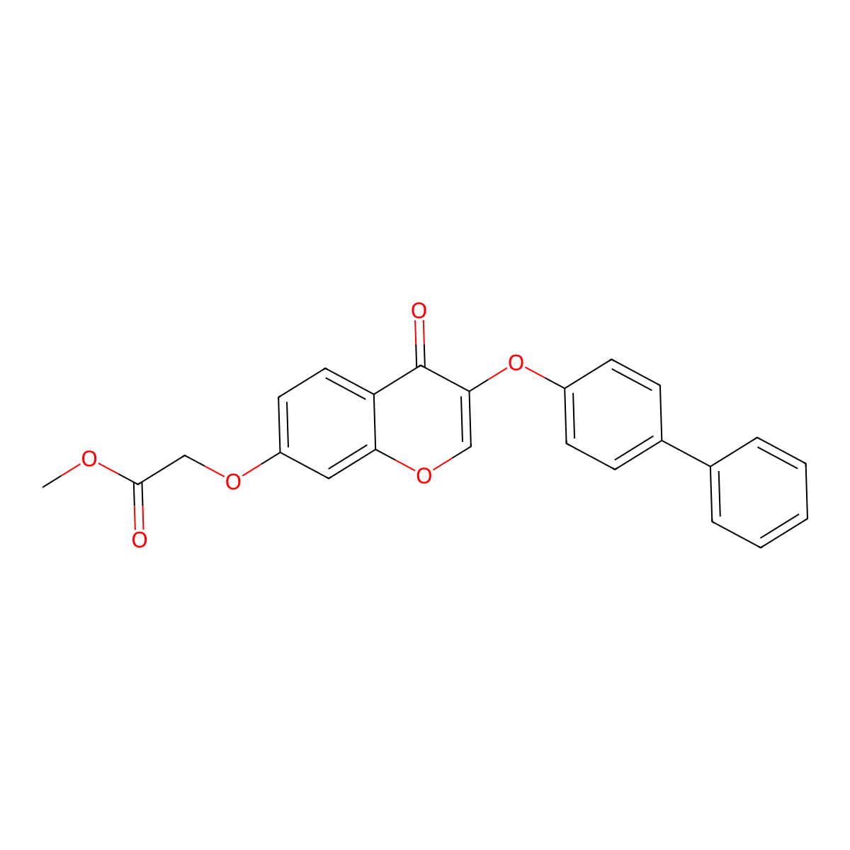 Methyl 2-[4-oxo-3-(4-phenylphenoxy)chromen-7-yloxy]acetate molecular structure, CAS 431074-24-7
