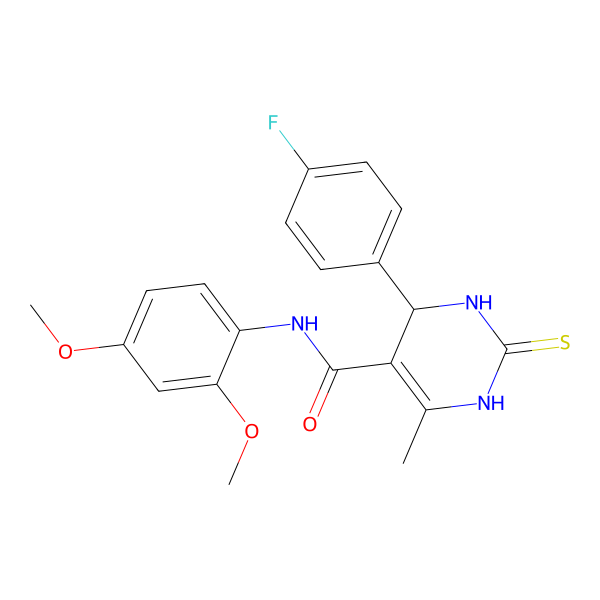 N-(2,4-dimethoxyphenyl)-4-(4-fluorophenyl)-6-methyl-2-sulfanylidene-3,4-dihydro-1H-pyrimidine-5-carboxamide molecular structure, CAS 431074-63-4