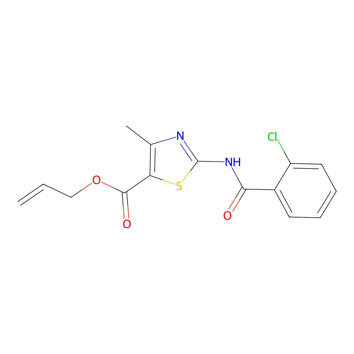 Prop-2-en-1-yl 2-(2-chlorobenzamido)-4-methyl-1,3-thiazole-5-carboxylate molecular structure, CAS 431074-99-6