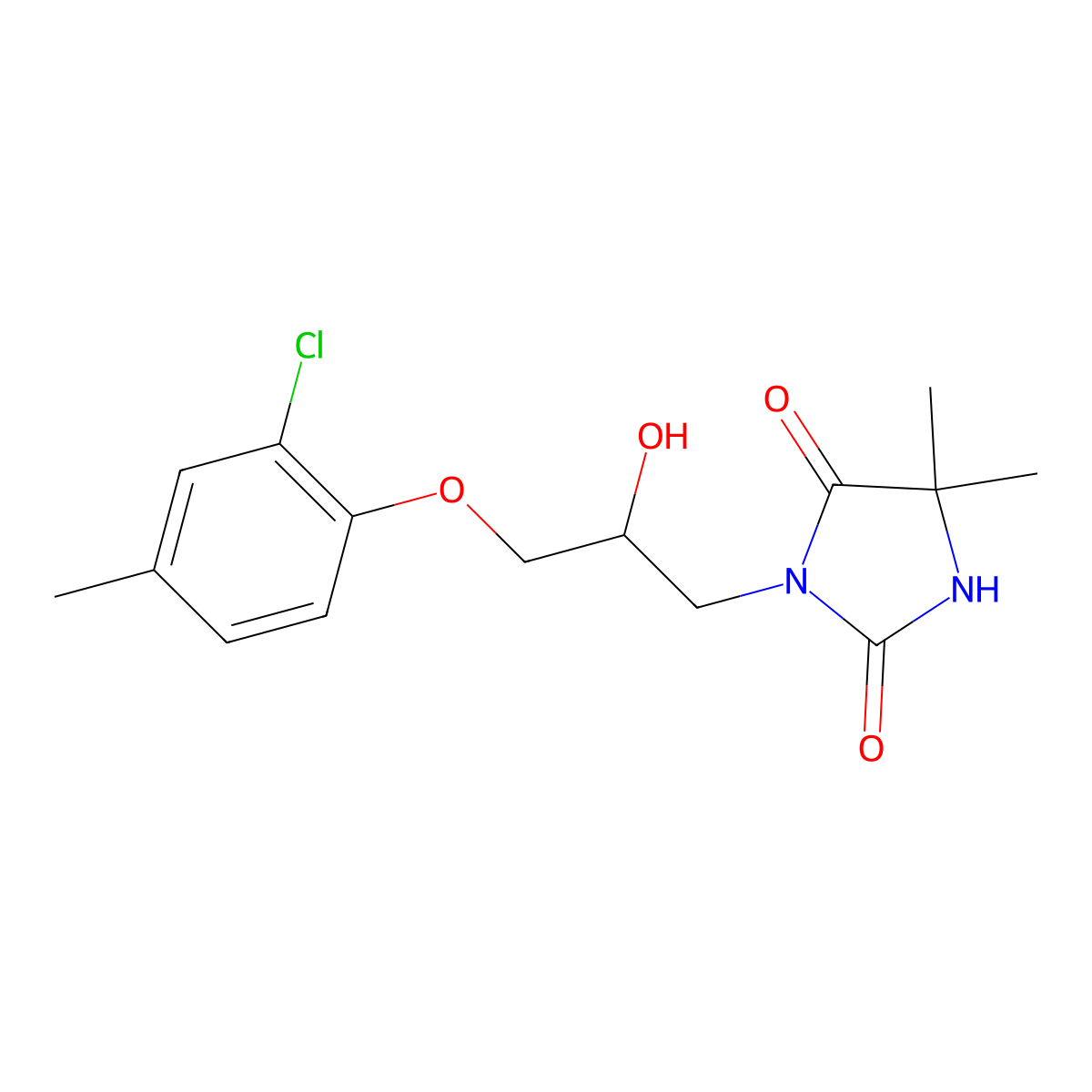 3-[3-(2-Chloro-4-methylphenoxy)-2-hydroxypropyl]-5,5-dimethylimidazolidine-2,4-dione molecular structure, CAS 431075-05-7