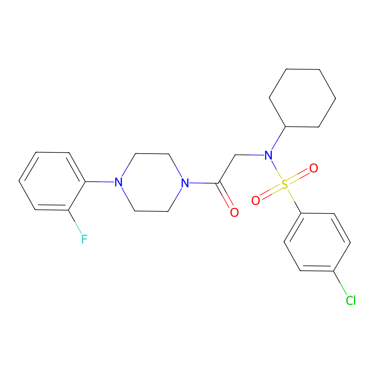 4-chloro-N-cyclohexyl-N-[2-[4-(2-fluorophenyl)piperazin-1-yl]-2-oxoethyl]benzenesulfonamide molecular structure, CAS 431075-40-0
