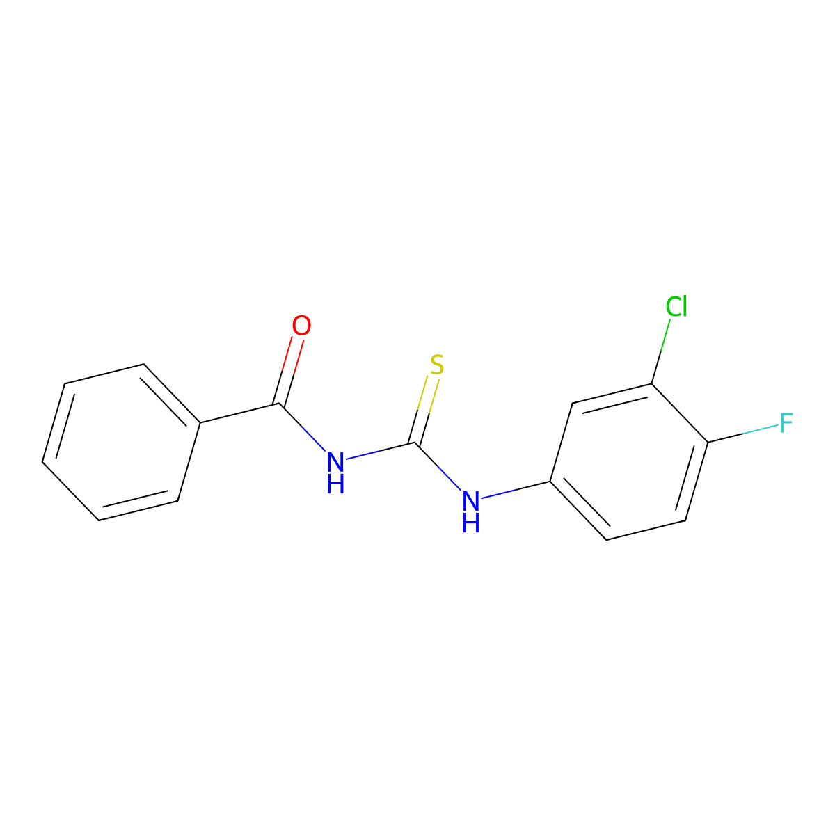 N-[(3-chloro-4-fluorophenyl)carbamothioyl]benzamide molecular structure, CAS 431075-50-2