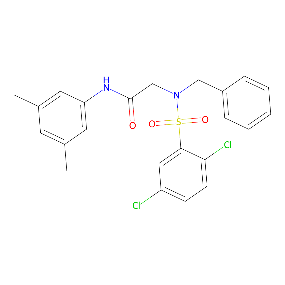 2-[benzyl-(2,5-dichlorophenyl)sulfonylamino]-N-(3,5-dimethylphenyl)acetamide molecular structure, CAS 431075-57-9