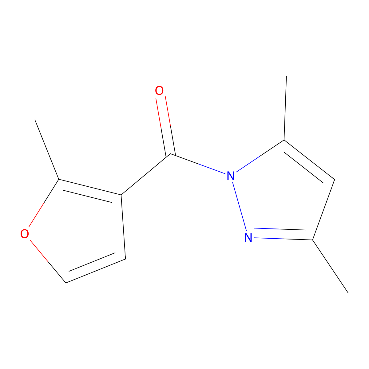 (3,5-Dimethylpyrazol-1-yl)-(2-methylfuran-3-yl)methanone molecular structure, CAS 431075-60-4