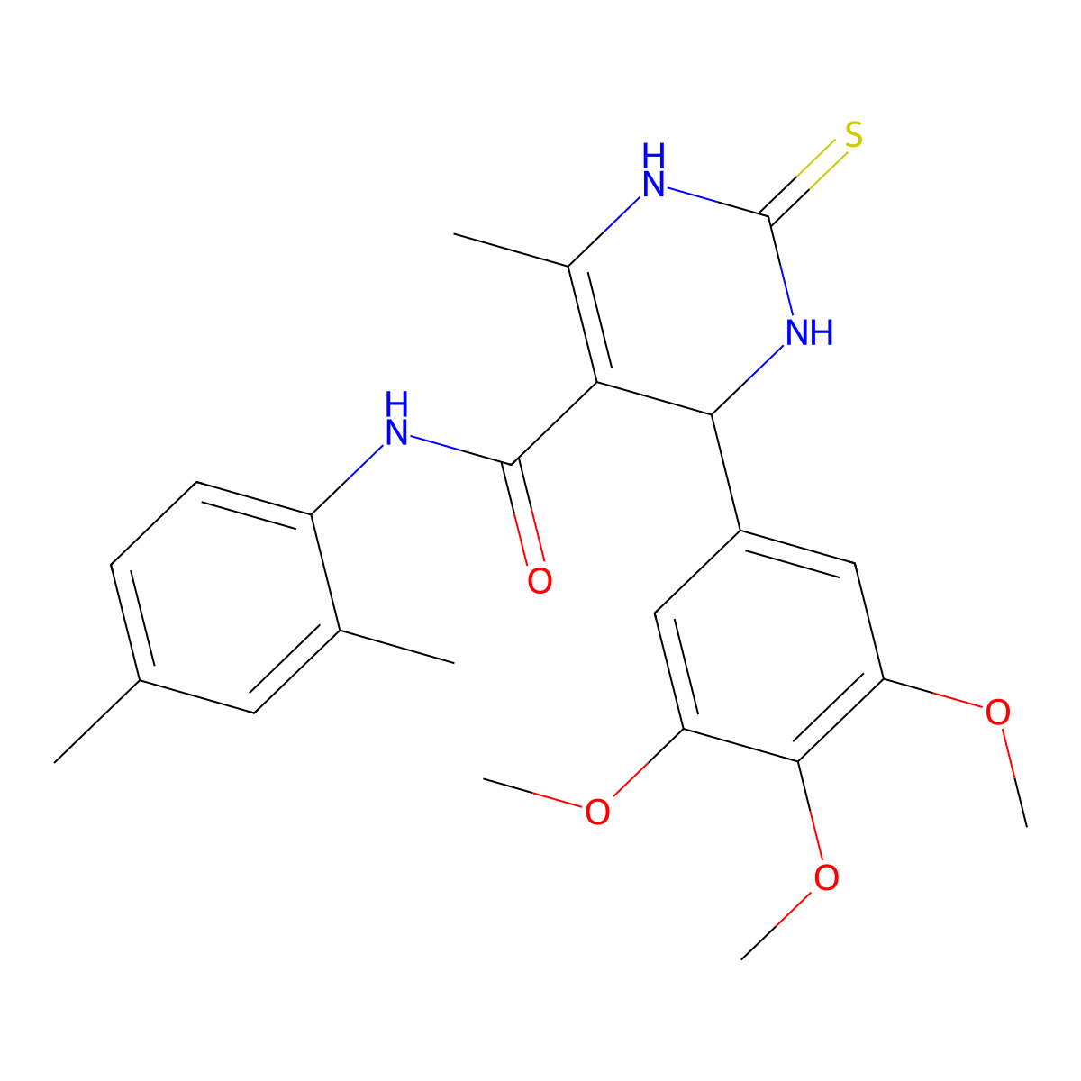 N-(2,4-dimethylphenyl)-6-methyl-2-thioxo-4-(3,4,5-trimethoxyphenyl)-1,2,3,4-tetrahydropyrimidine-5-carboxamide molecular structure, CAS 431075-82-0