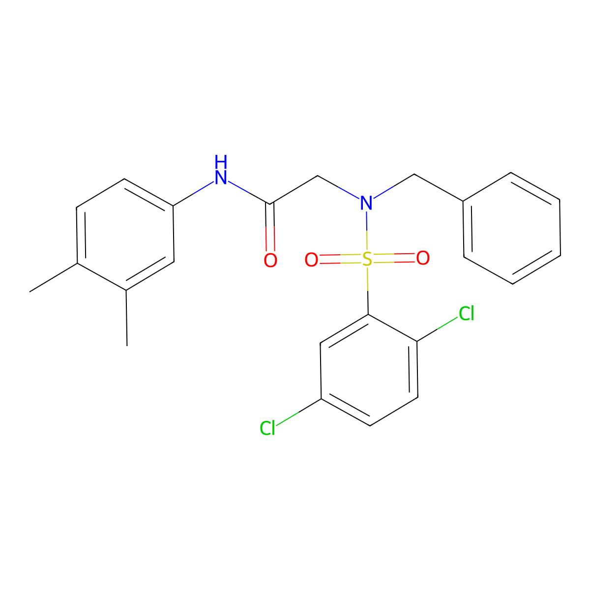 2-[benzyl-(2,5-dichlorophenyl)sulfonylamino]-N-(3,4-dimethylphenyl)acetamide molecular structure, CAS 431075-84-2
