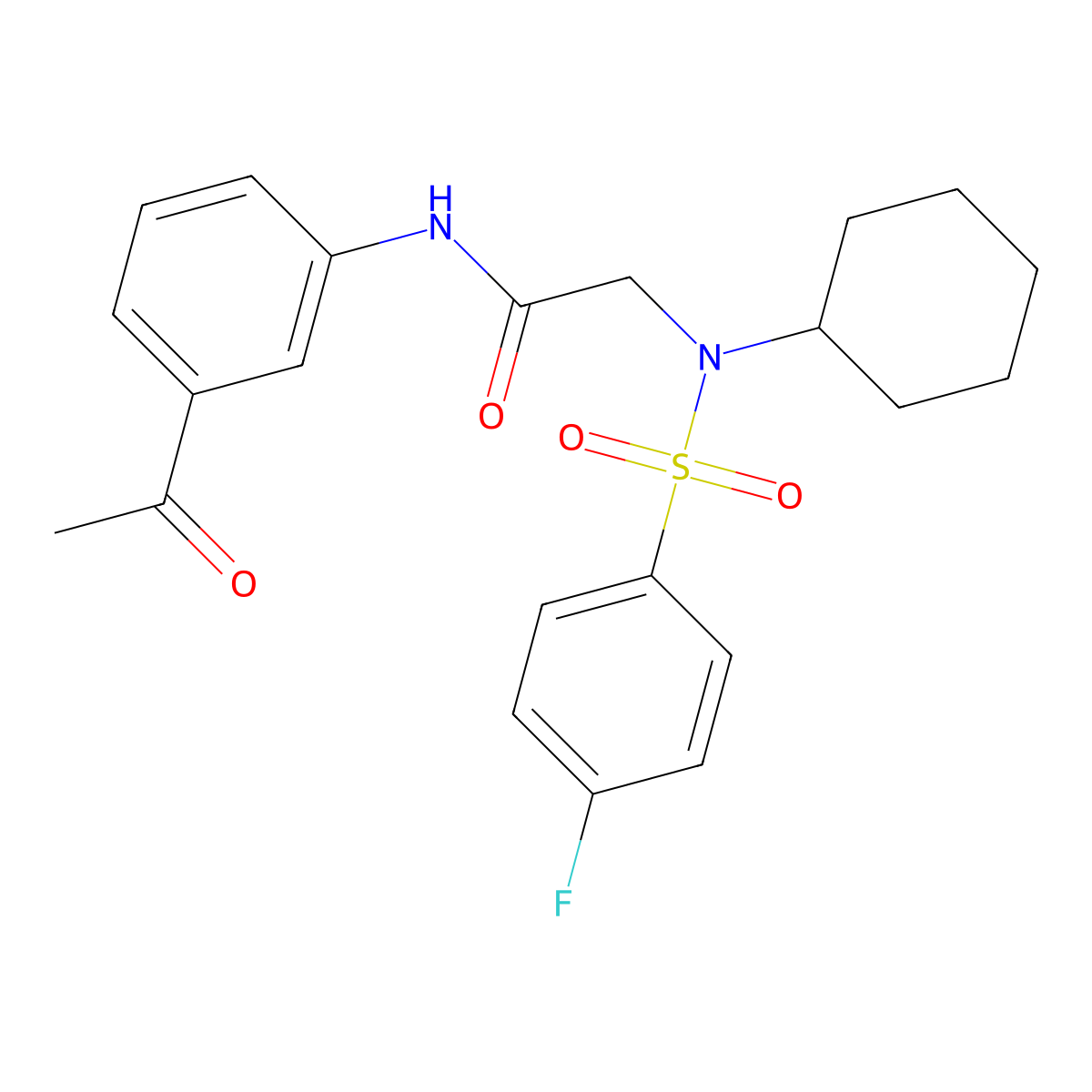 N-(3-acetylphenyl)-2-[cyclohexyl-(4-fluorophenyl)sulfonylamino]acetamide molecular structure, CAS 431076-01-6