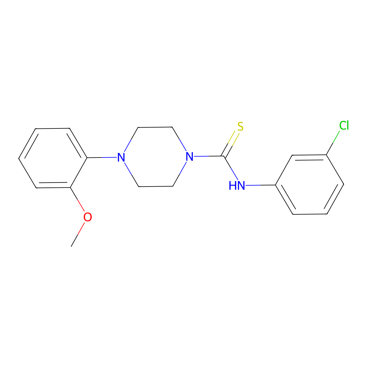 N-(3-chlorophenyl)-4-(2-methoxyphenyl)piperazine-1-carbothioamide molecular structure, CAS 431076-19-6