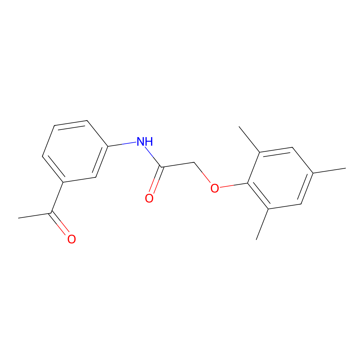 N-(3-acetylphenyl)-2-(2,4,6-trimethylphenoxy)acetamide molecular structure, CAS 431076-24-3