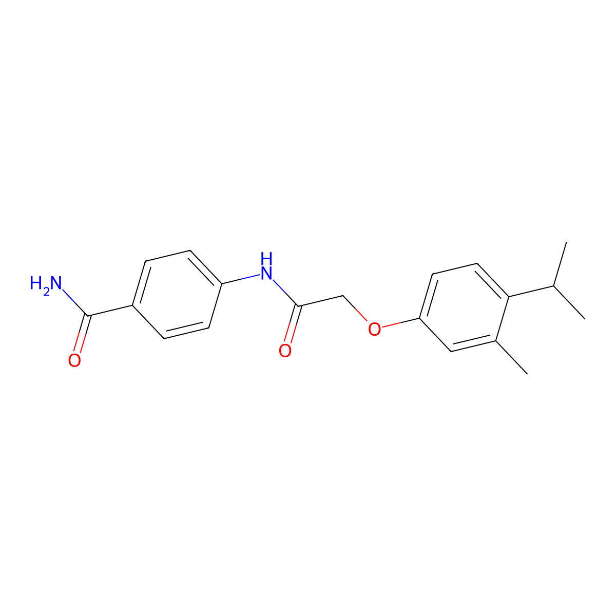 4-{2-[3-Methyl-4-(methylethyl)phenoxy]acetylamino}benzamide molecular structure, CAS 431076-25-4