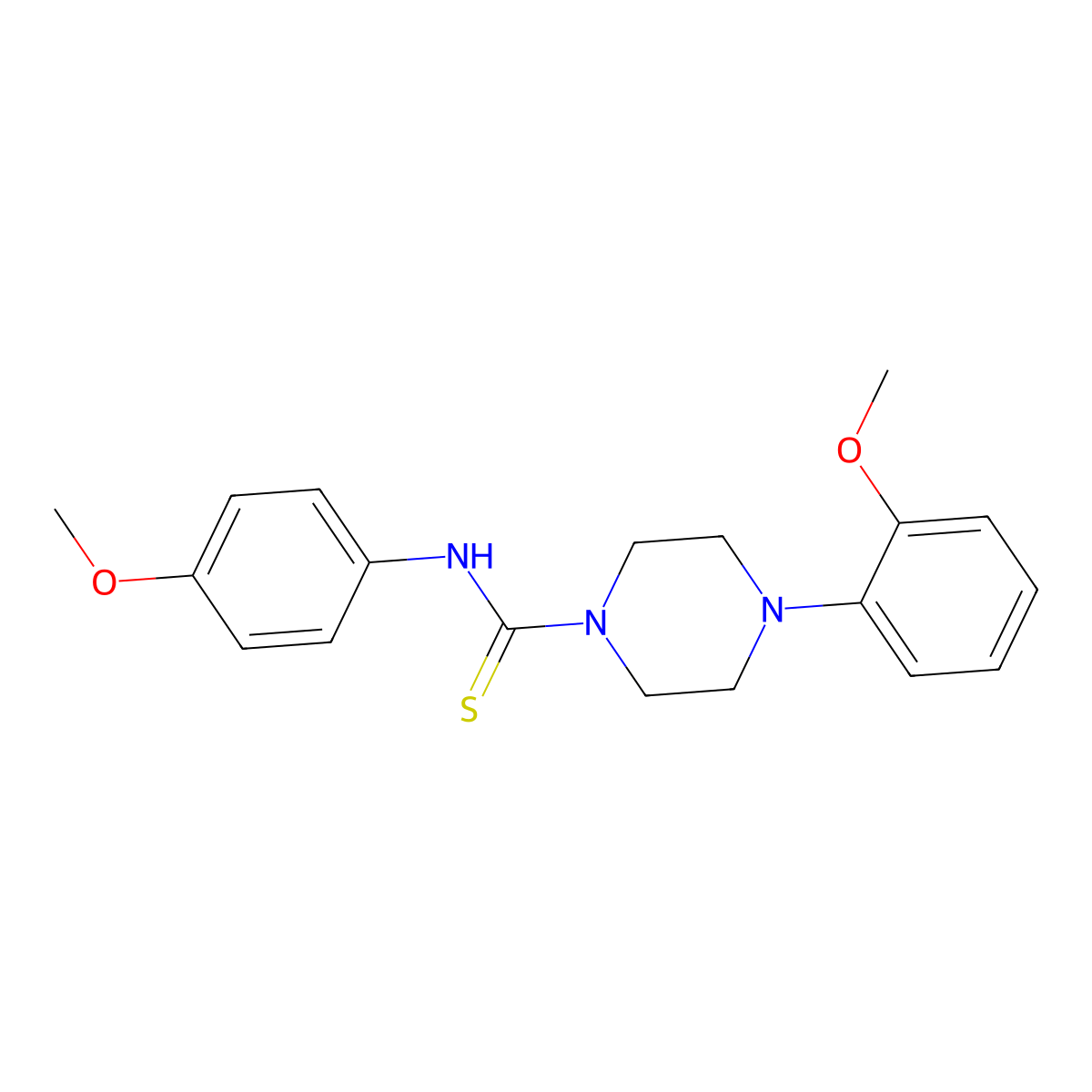 4-(2-methoxyphenyl)-N-(4-methoxyphenyl)piperazine-1-carbothioamide molecular structure, CAS 431076-33-4