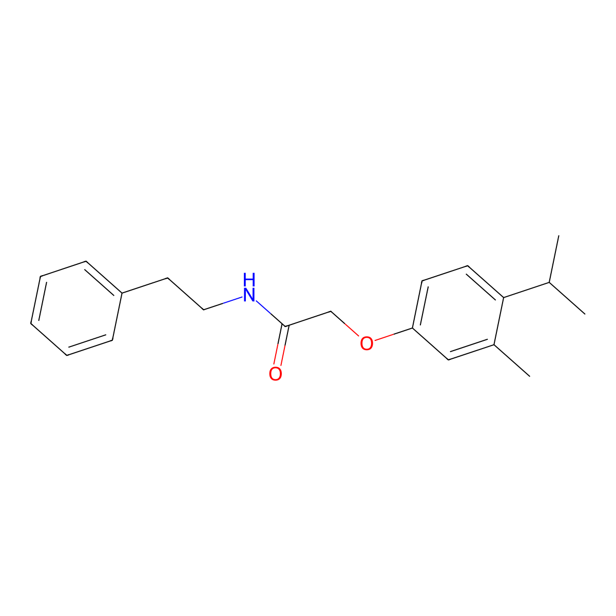 2-(4-isopropyl-3-methylphenoxy)-N-phenethylacetamide molecular structure, CAS 431076-38-9