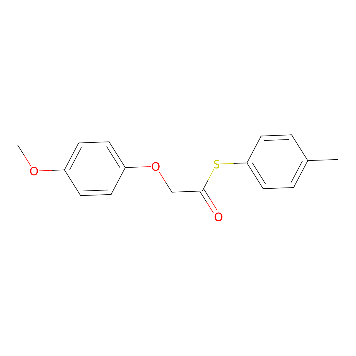 S-(4-methylphenyl) (4-methoxyphenoxy)ethanethioate molecular structure, CAS 431076-50-5